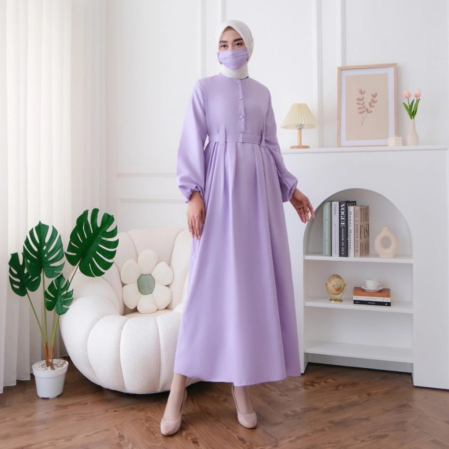 Baju Gamis Muslim Mona Bahan Lembut Pakaian Syari Wanita - Image 4